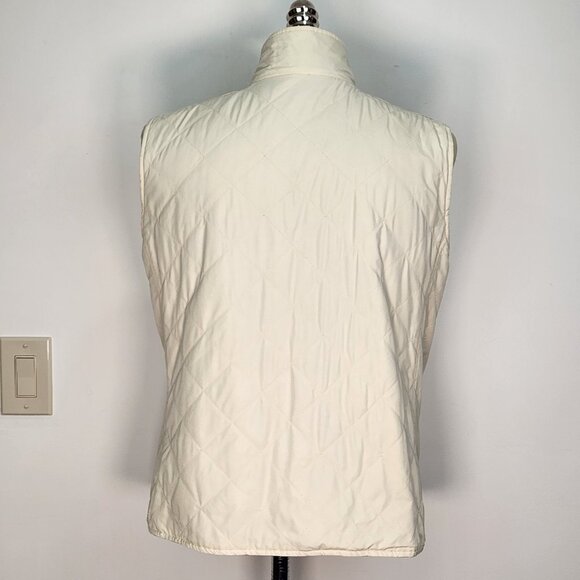 Lauren Ralph Lauren Reversible Quilted Vest‎ Womens L Tan Cream Full Zip - Picture 7 of 12